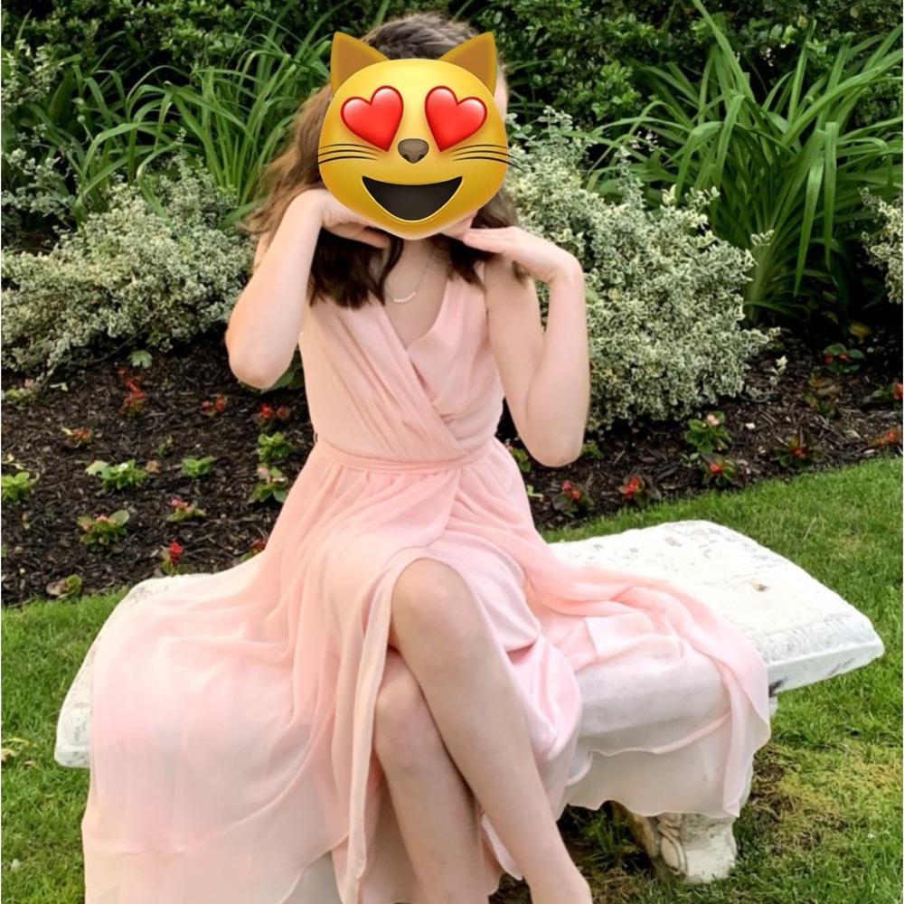 David's Bridal Pink High Low Kids Dress